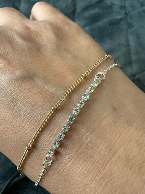 Icing Gold Chain & Silver Sparkle Tennis Bracelet Set